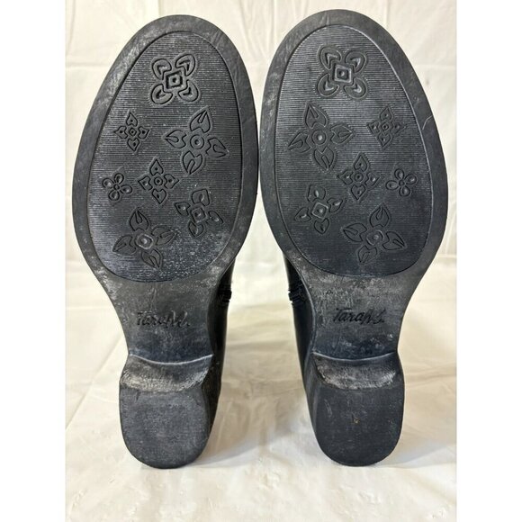 Tara M Devon Zip Up Two Button Black Leather Boots Womens Size 10 - Picture 6 of 11